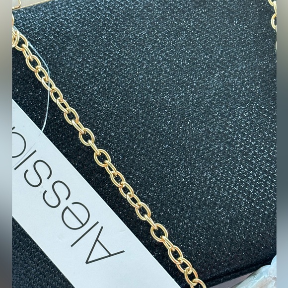 NWT ALESSIA Black Glitter Crossbody Evening Bag/Clutch with Kiss Lock. - Picture 6 of 6